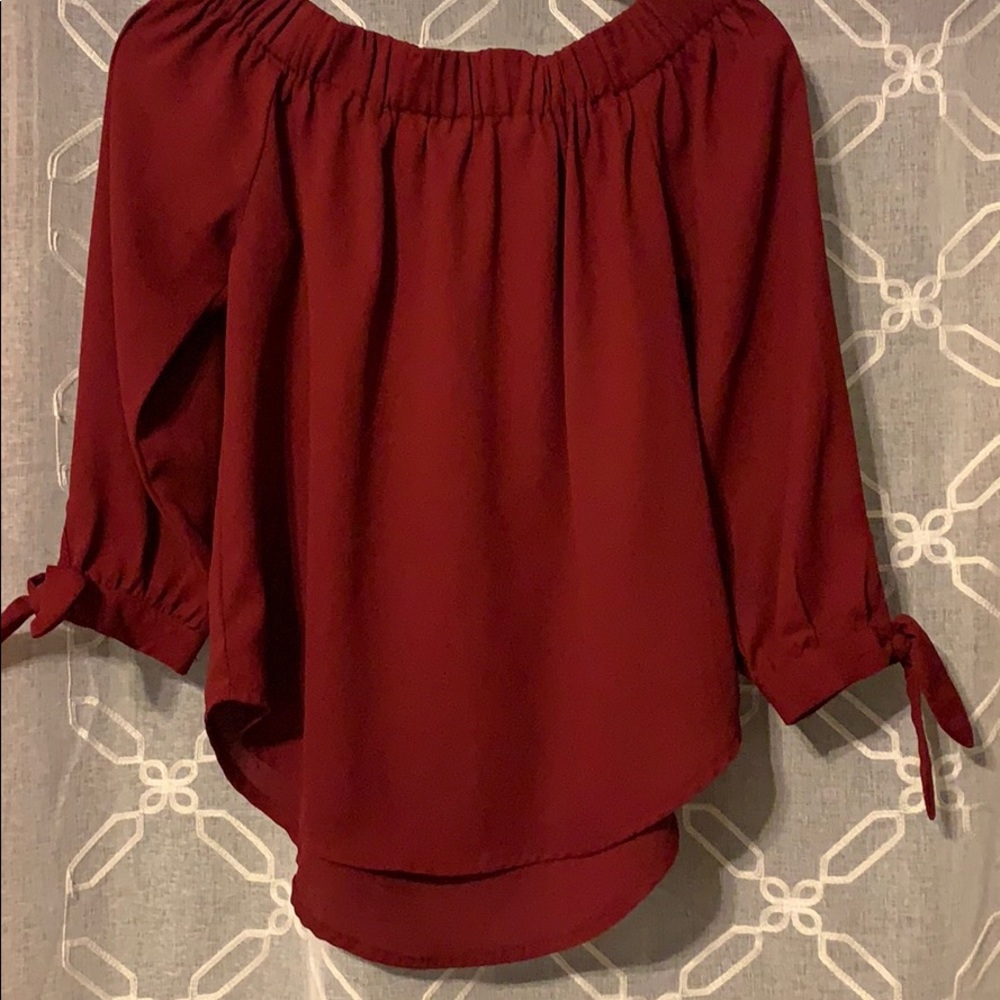 Red off the shoulder blouse
